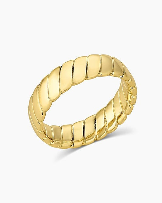 swerve ring 925 sterling silver with 14k gold vermeil minimalist gold-tone band