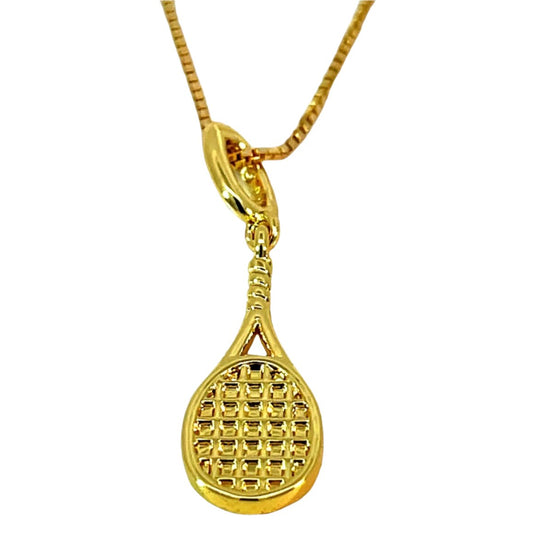 tennis racket pendant necklace, 925 silver gold-filled tennis pendant with a chain