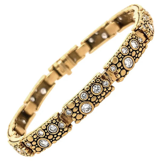 alex sepkus 18k yellow gold tiny link bracelet with diamonds