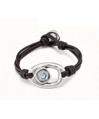 undeo50 union bracelet leather gray crystal button clasp