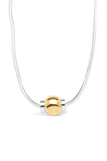 Made on Cape Cod. Beachball Necklace made of 14k gold with a 925 sterling silver chain