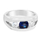 14k white gold 3 stone ring with sapphire and diamonds sapphire wedding band Michael's Jewelry Cape Cod Provincetown