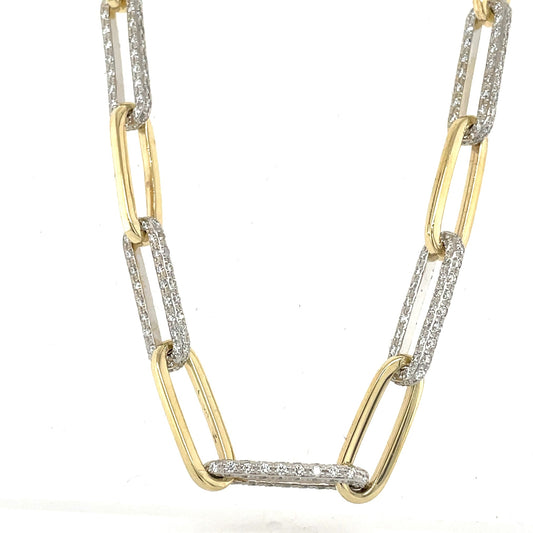 14k gold paper clip chain, unique unisex necklace