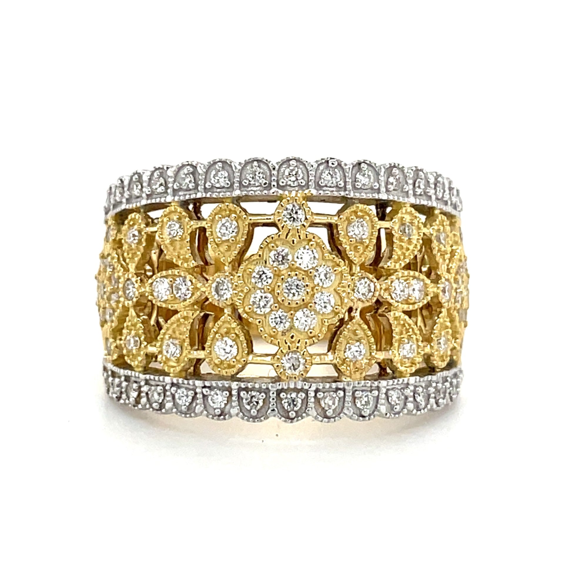 18k Yellow And White Gold Ring With Diamonds #B7378R-0005