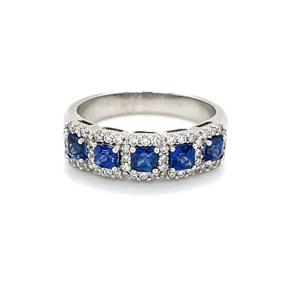 Unique 1.50 Carat Princess Cut Sapphire and Diamond Trio Wedding Ring —  kisnagems.co.uk