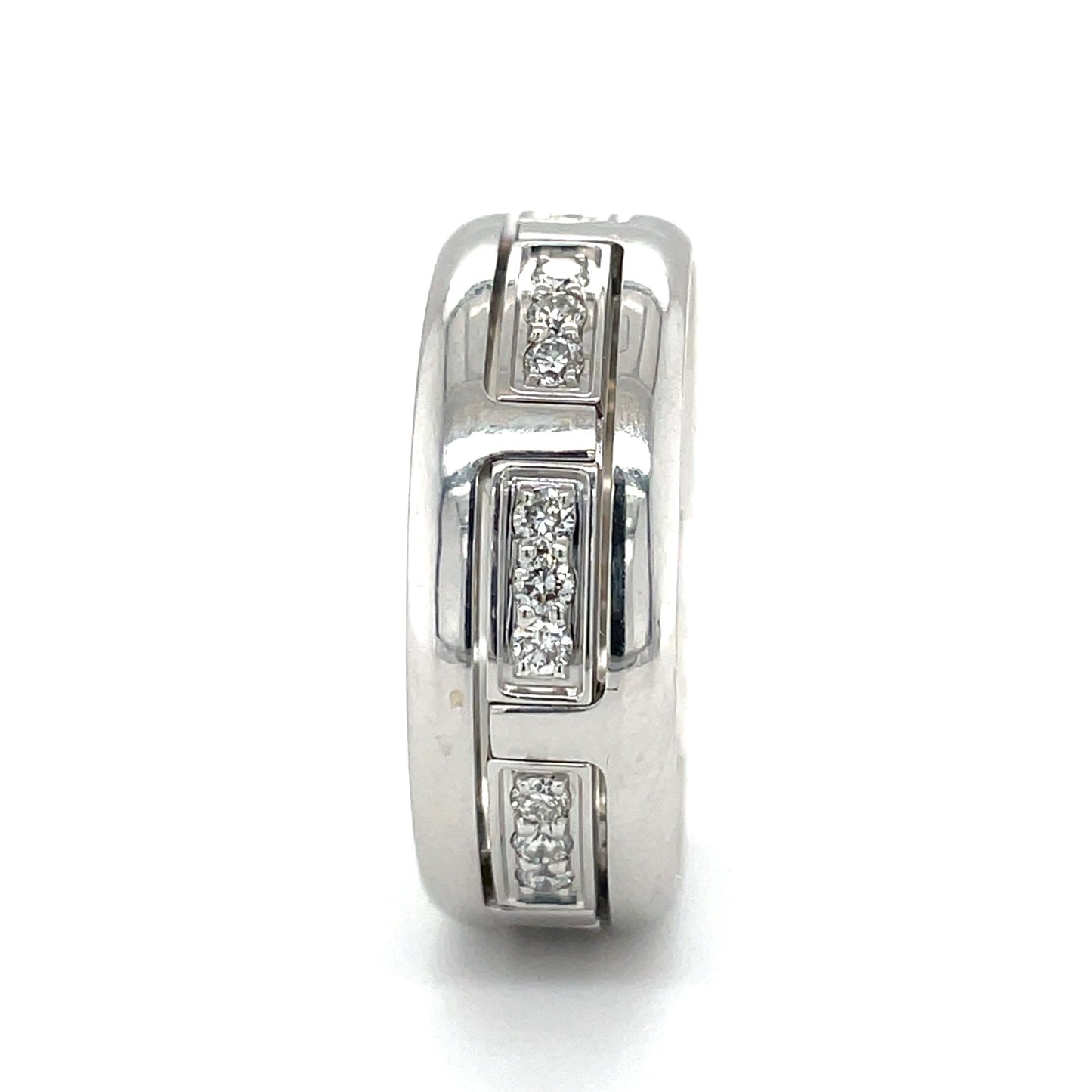 14k White Gold Band With Diamonds #6521