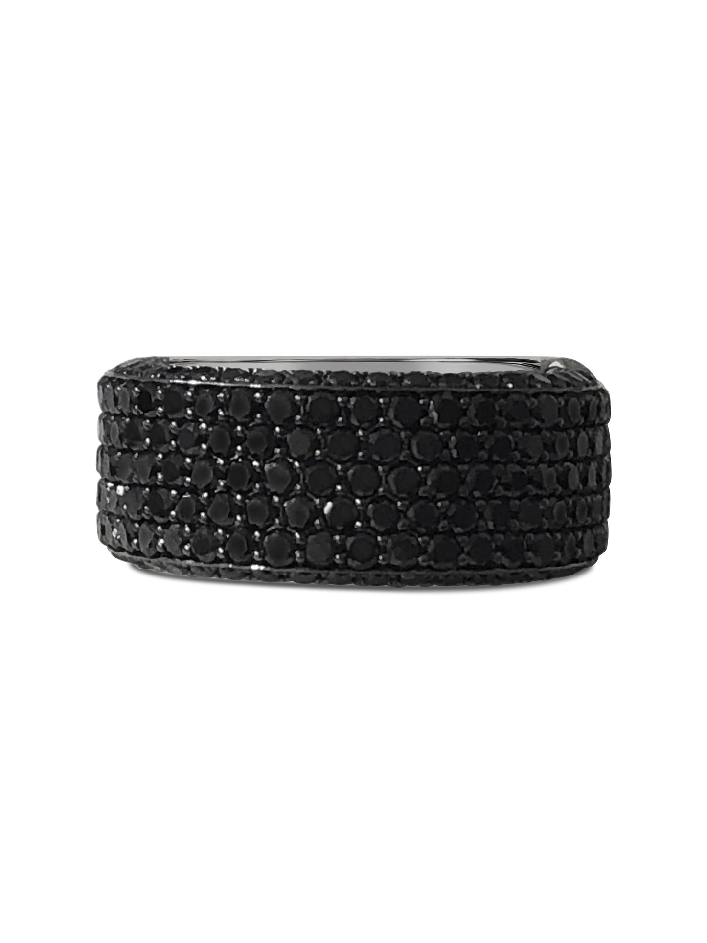 handmade black diamond band 14k grey gold