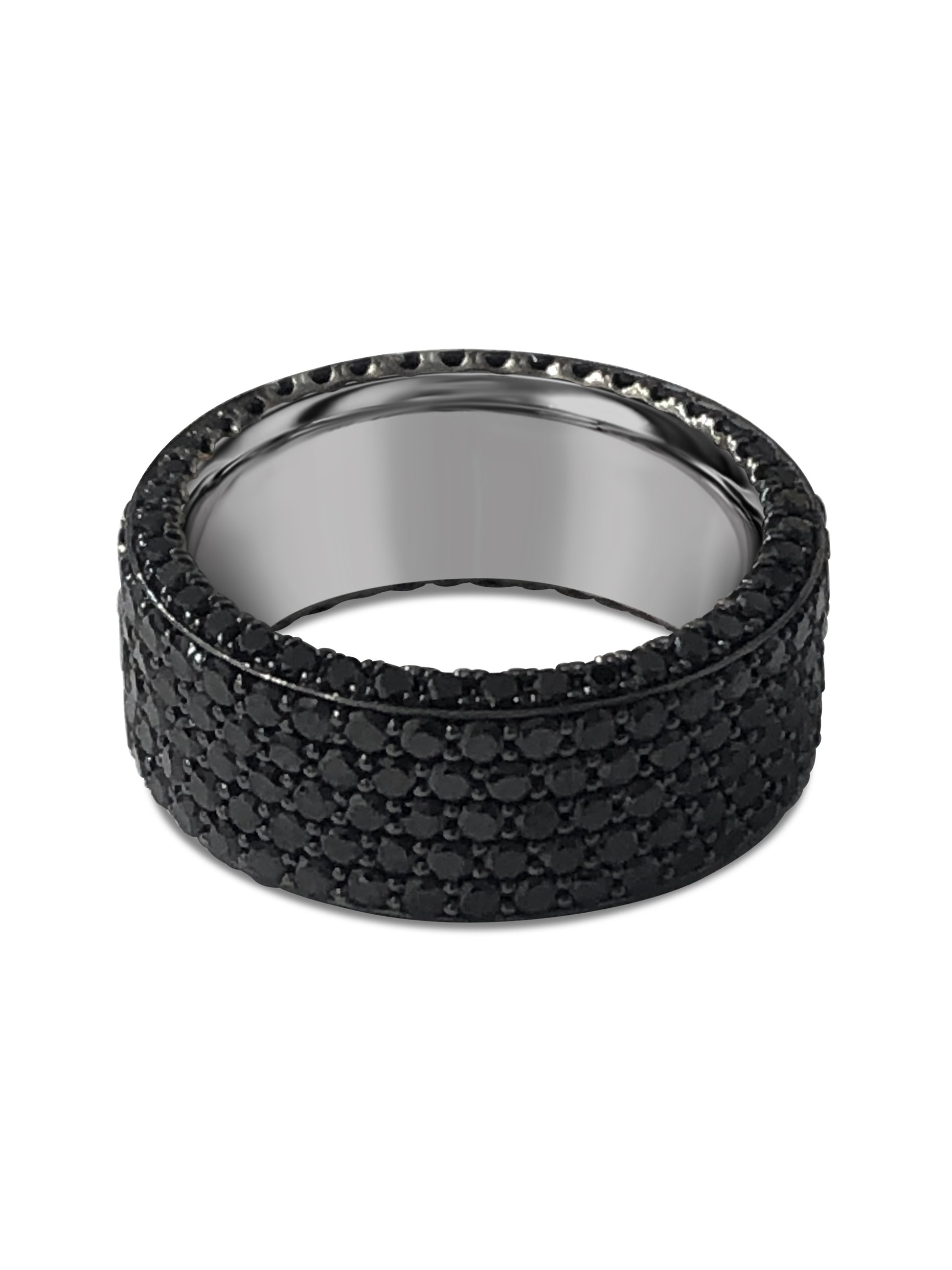 michael's custom jewelers design 6597 black diamond band 14k grey gold