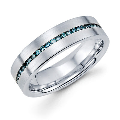 14k white gold men's handmade band with blue diamonds michael's jewelry cape cod jeweler provincetown