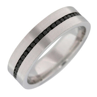 handmade band 14k white gold black diamond men's wedding band michael's jewelry cape cod jeweler provincetown