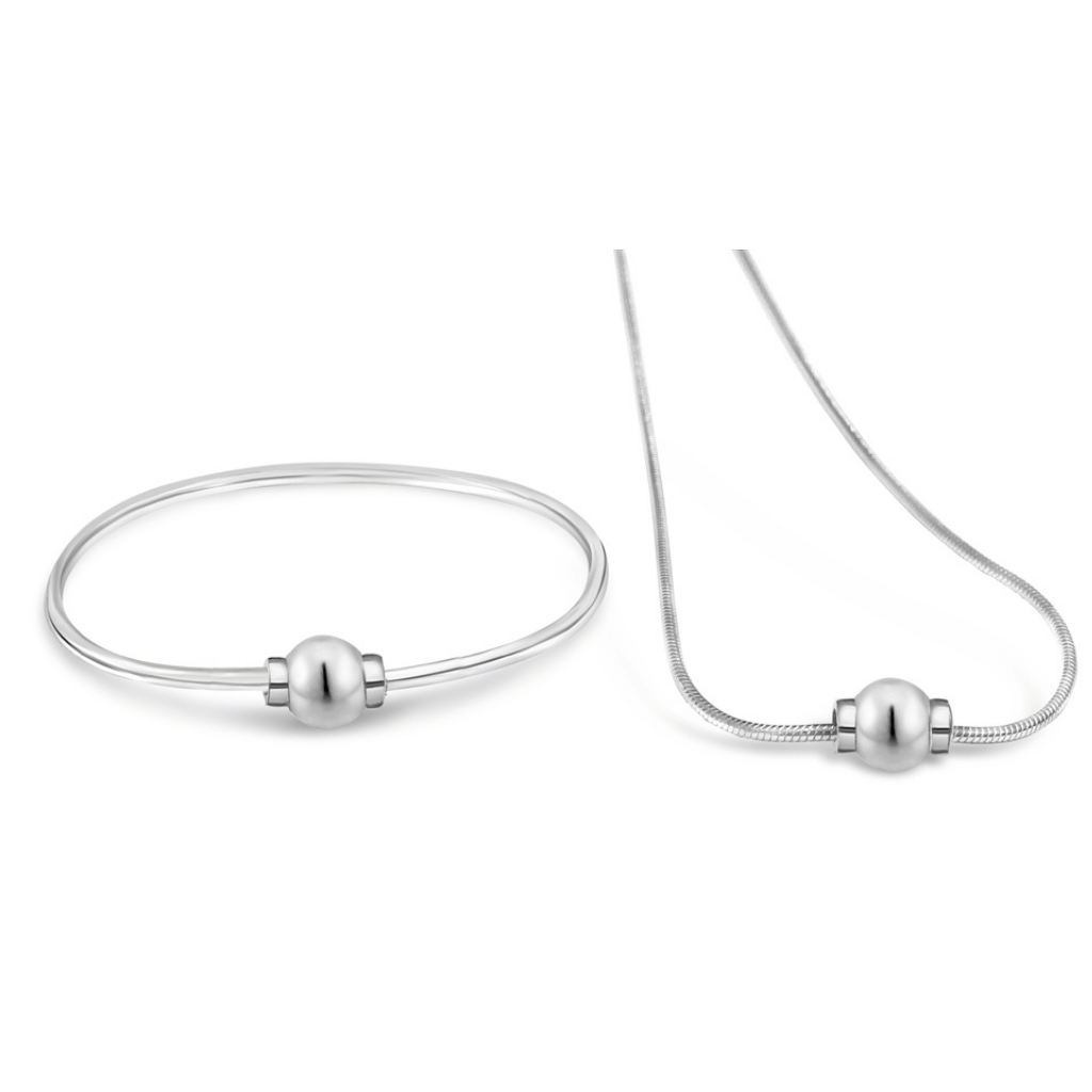 Made On Cape Cod. Beachball Bracelet™ and Necklace Value Set, Made Of Solid 925 Silver