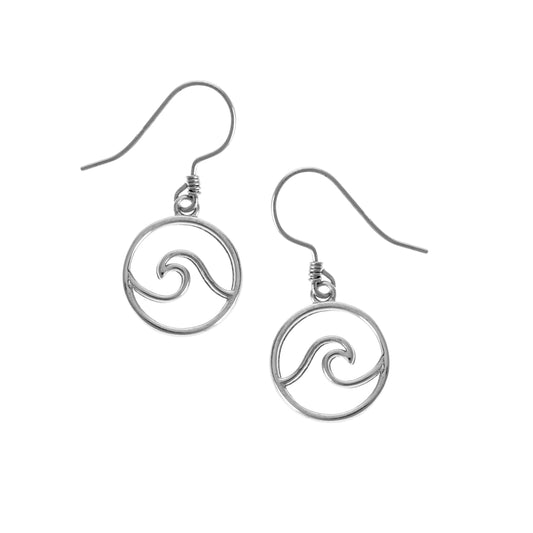 cape cod wave drop earrings made of 925 sterling silver for Michael's custom jewelers on Cape Cod