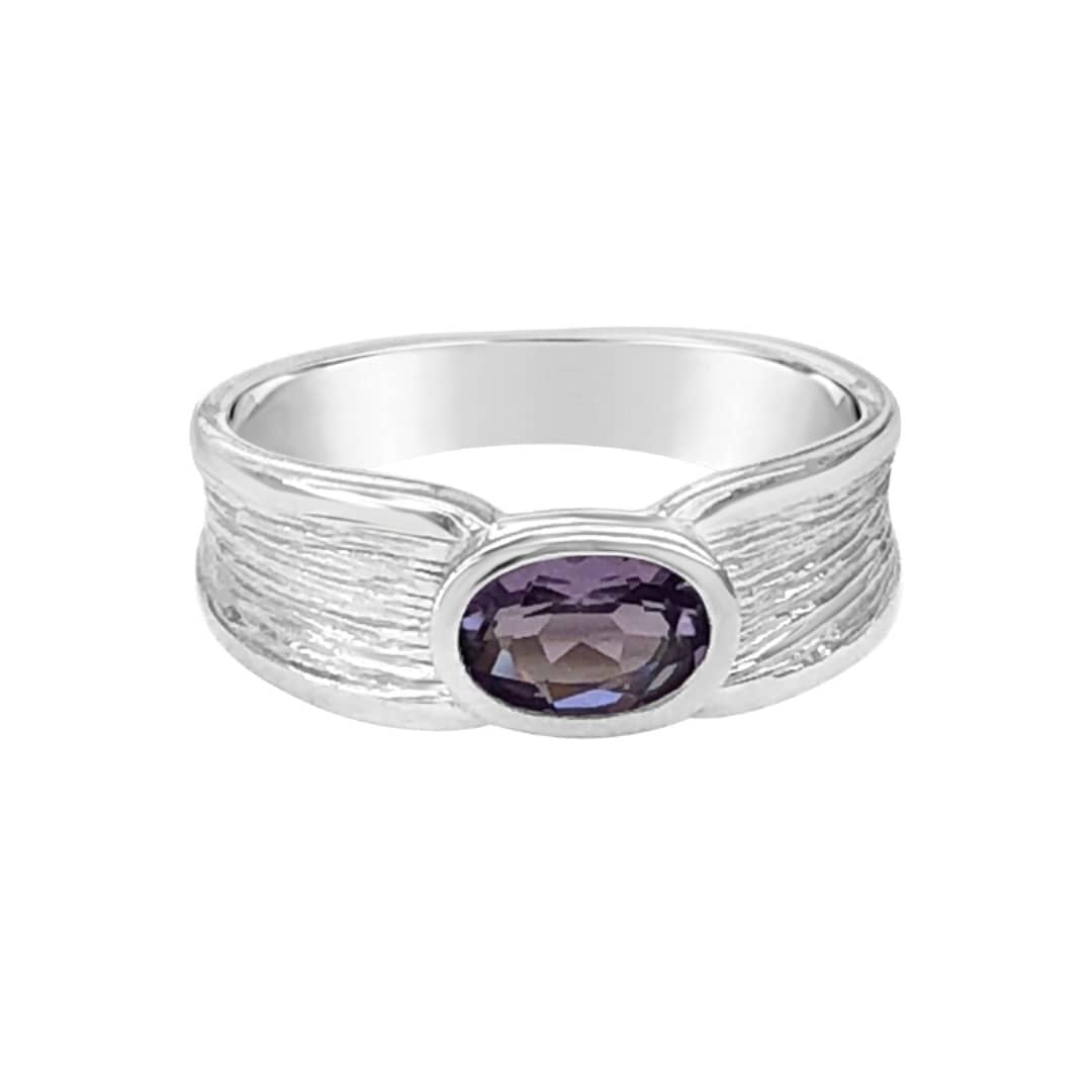 harmony sterling silver ring amethyst semiprecious gemstone band