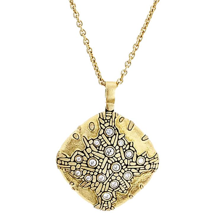 Cushion Pendant Necklace - 18k Gold/Diamonds M-82