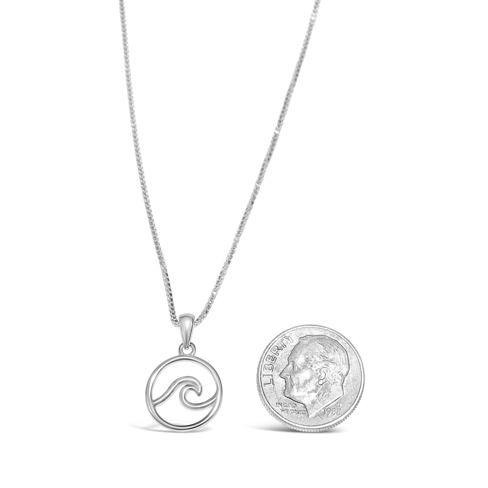 sterling silver wave pendant with a sterling silver box chain made on cape cod wave necklace