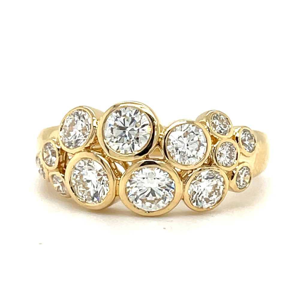 Bubbles ring 18k yellow gold with diamonds
