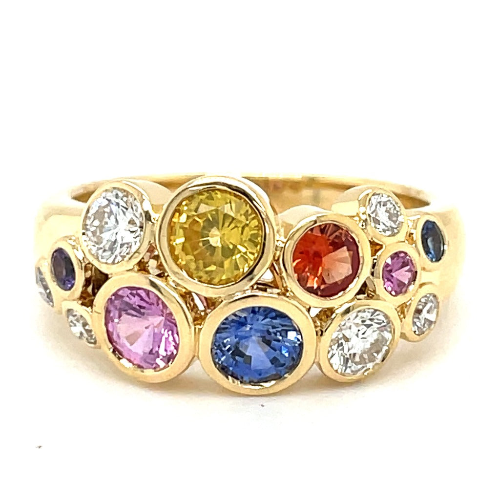 Bubbles Ring - 18k Gold With Multicolor Sapphires