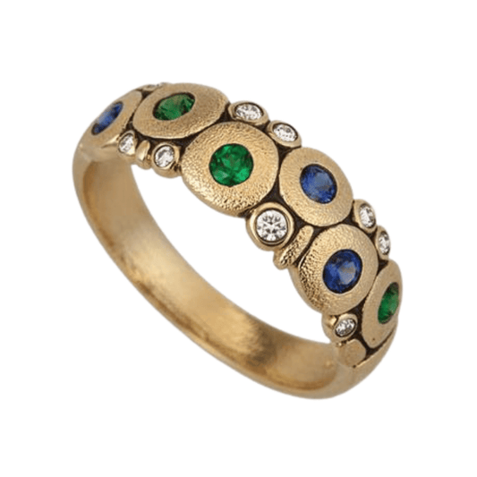 Candy Dome Ring - R-122S Alex Sepkus blue/green mix 18k yellow gold