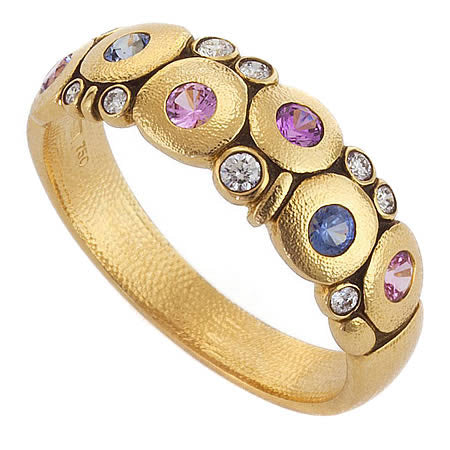 candy dome ring alex sepkus blue sapphire purple 18k yellow gold fashion jewelry diamond ring