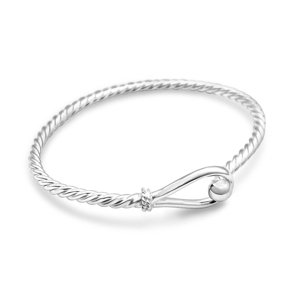 Made On Cape Cod. Twisted Nautical Hook Bracelet - 925 Sterling Silver
