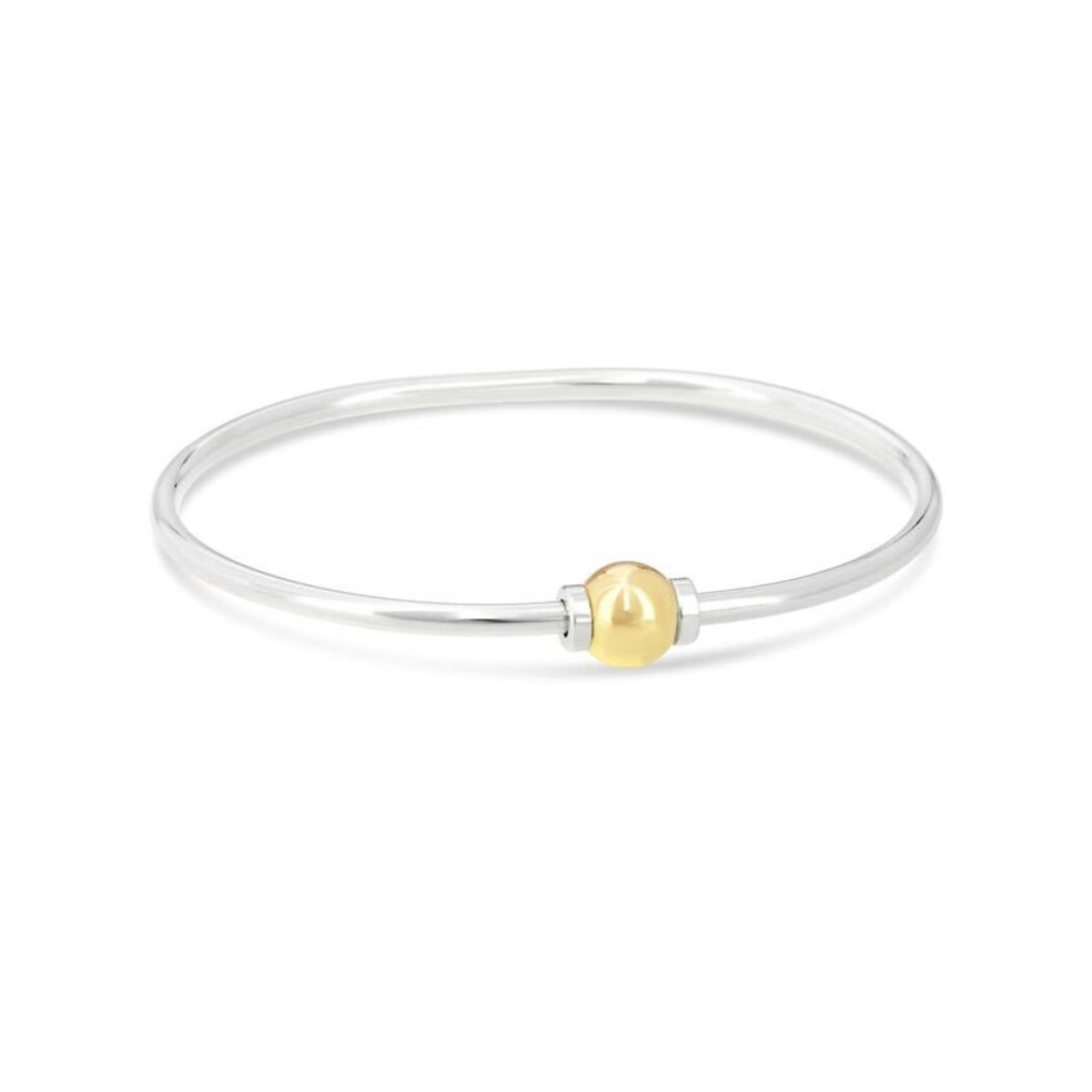 Made On Cape Cod. Beachball Bracelet™ - 14k Yellow Gold Ball, 925 Silver, made by michael's custom jewelers on cape cod