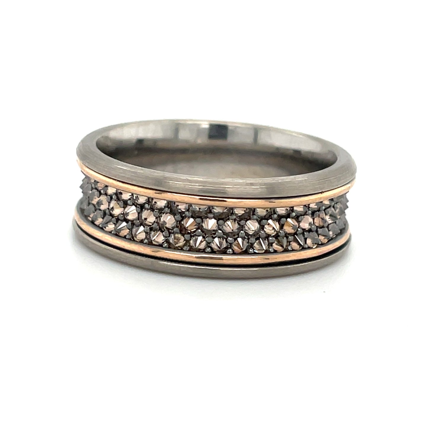14k Rose And Gray Gold Men's Band With Champagne Diamonds - #6599