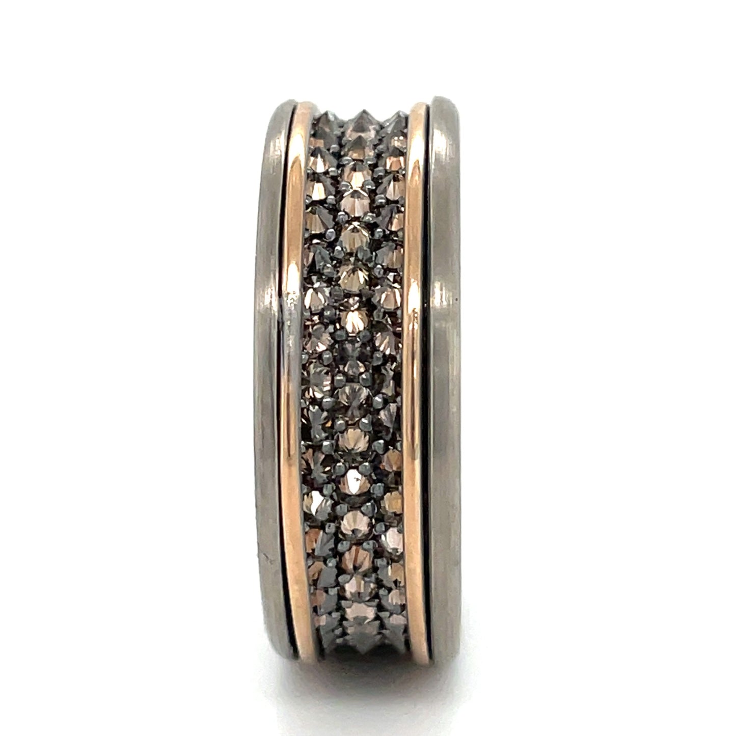 14k Rose And Gray Gold Men's Band With Champagne Diamonds - #6599