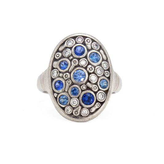alex sepkus platinum constellation dome ring diamonds blue sapphires r-141ps handmade fine jewelry