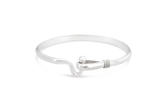 cape cod hook silver bracelet, nautical sterling silver bangle, cape cod 925 bracelet