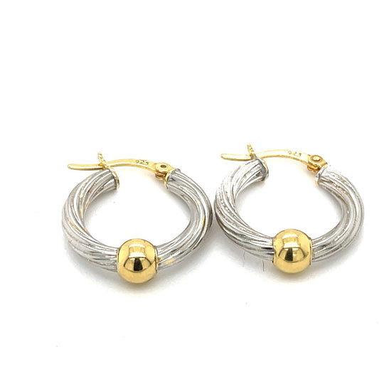 made on cape cod. beachball twist earrings silver gold-coated