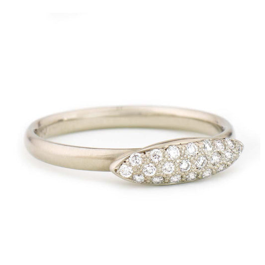 anne sportun 14k white gold diamond ring elongated rain drop band
