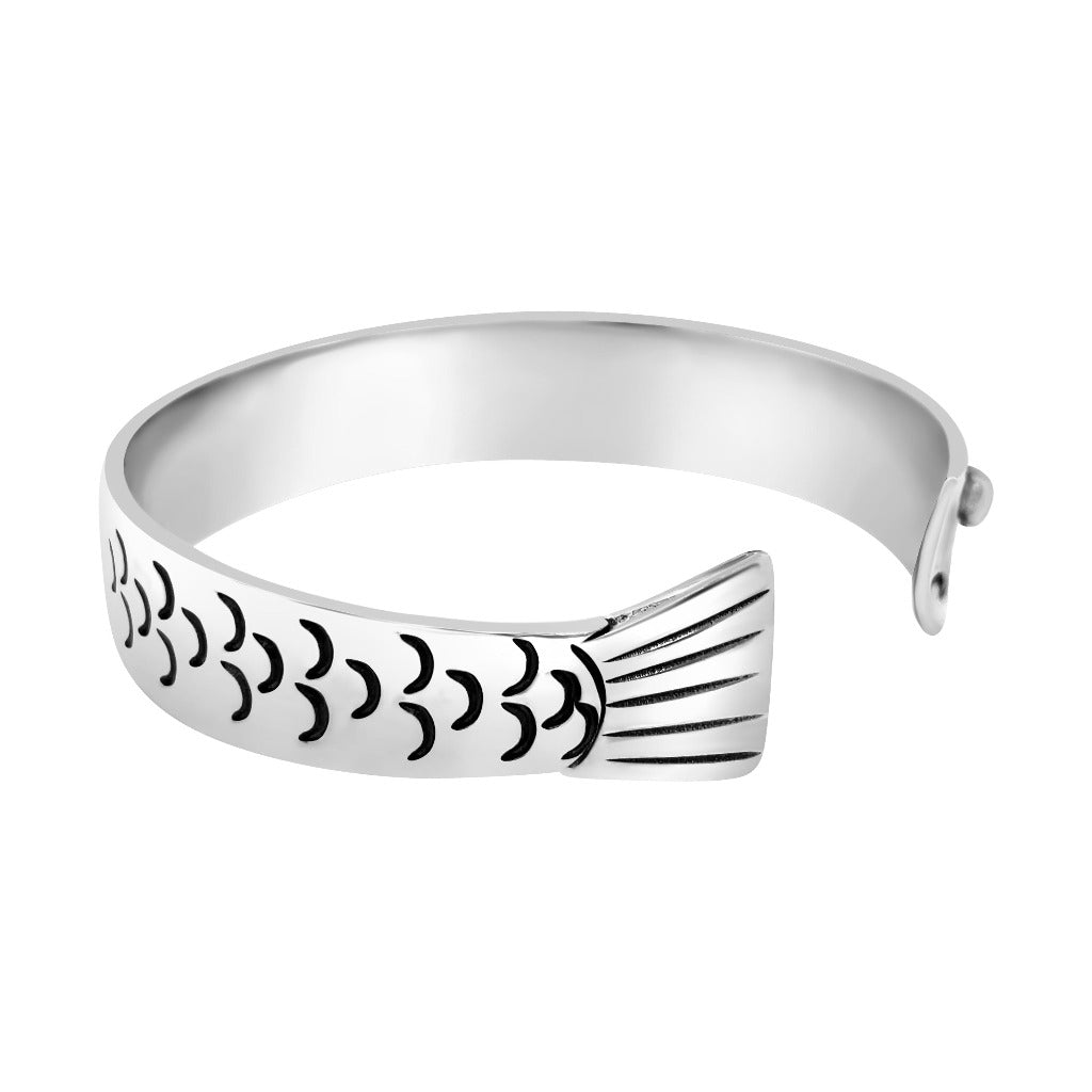 Made On Cape Cod. Fish Cuff Bracelet - 925 Sterling Silver 7.5