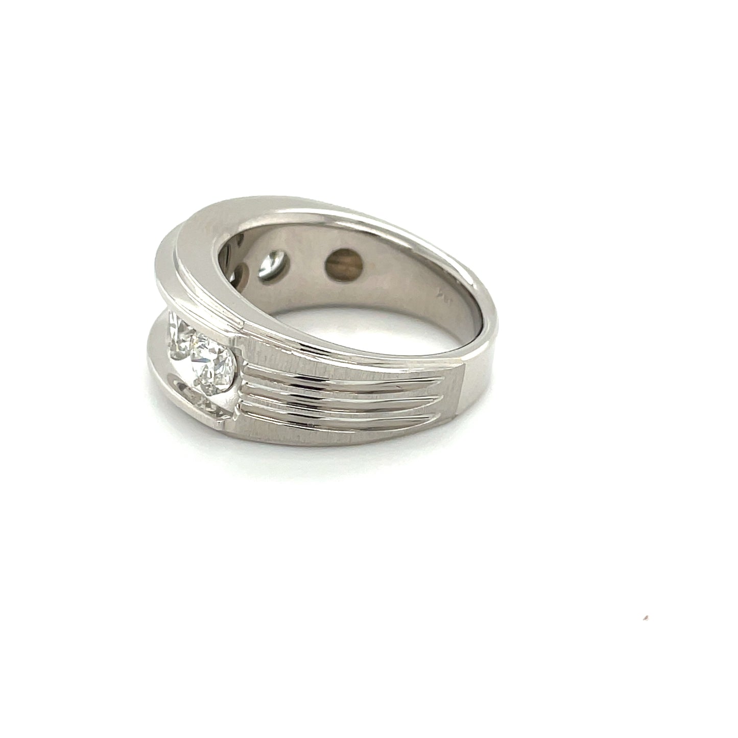 14k white gold band with diamonds