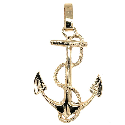 14k Gold Detailed Nautical Anchor Pendant #15106