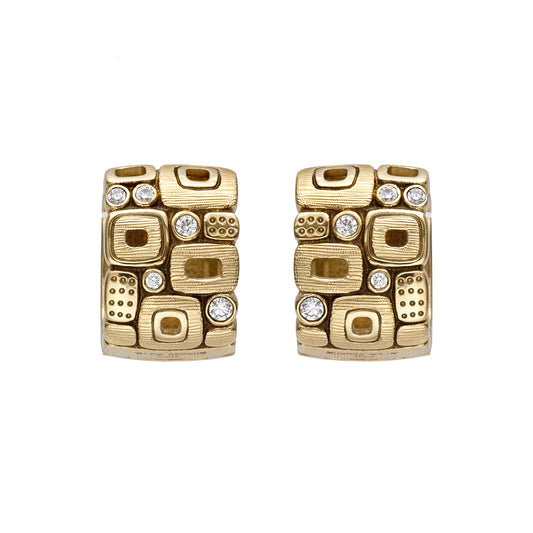 Little Windows Huggie Earrings E-83 18k yellow gold with diamonds