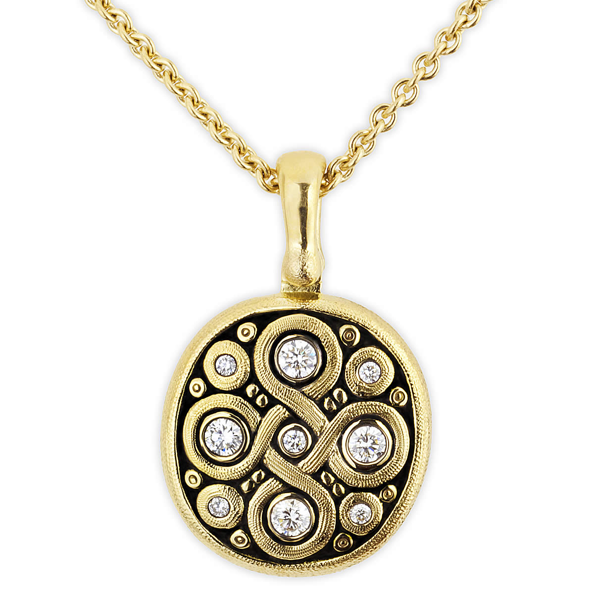Celtic Spring Pendant Necklace - 18k Gold/Diamonds M-73D