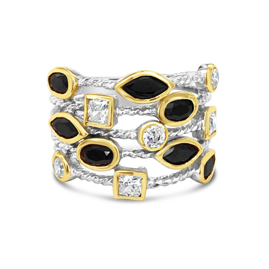 confetti ring david yurman inspired silver ring black and white crystals