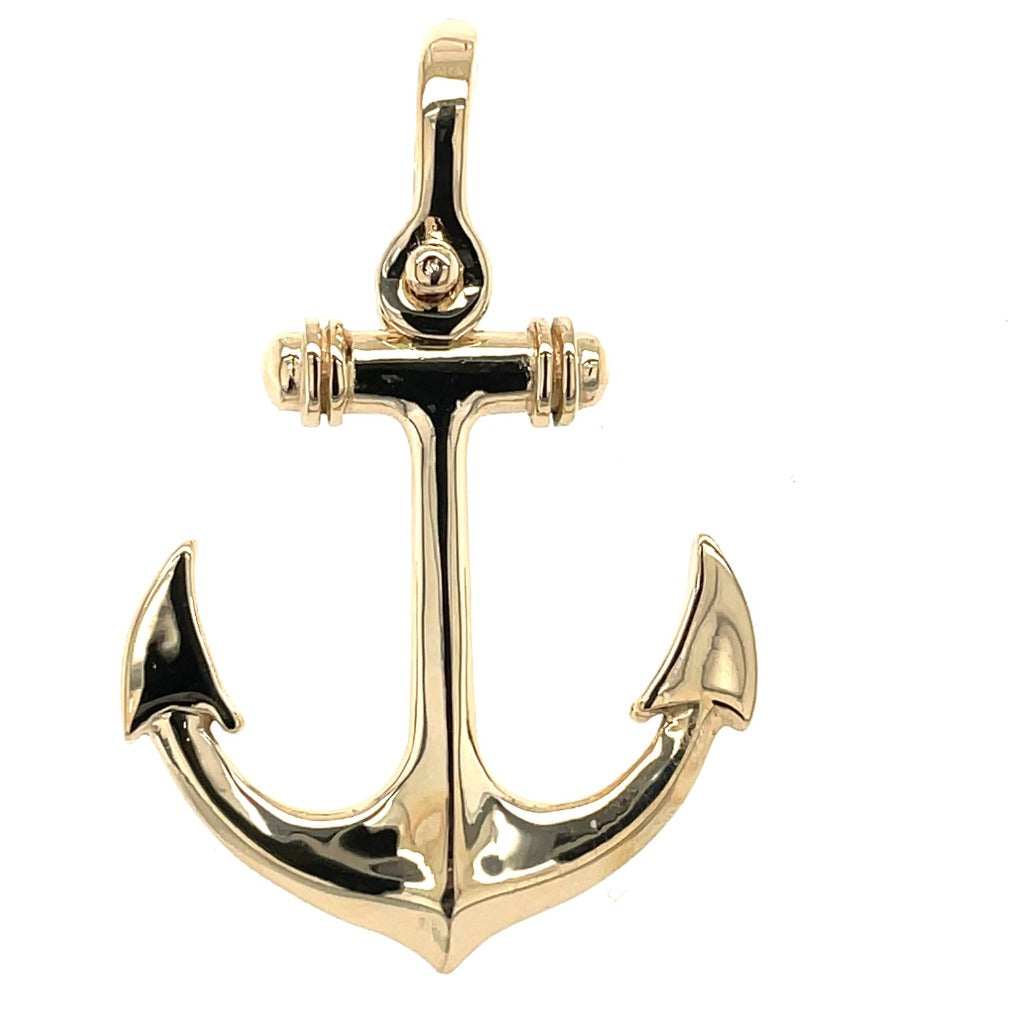 14k Gold Large Nautical Anchor Pendant #21201