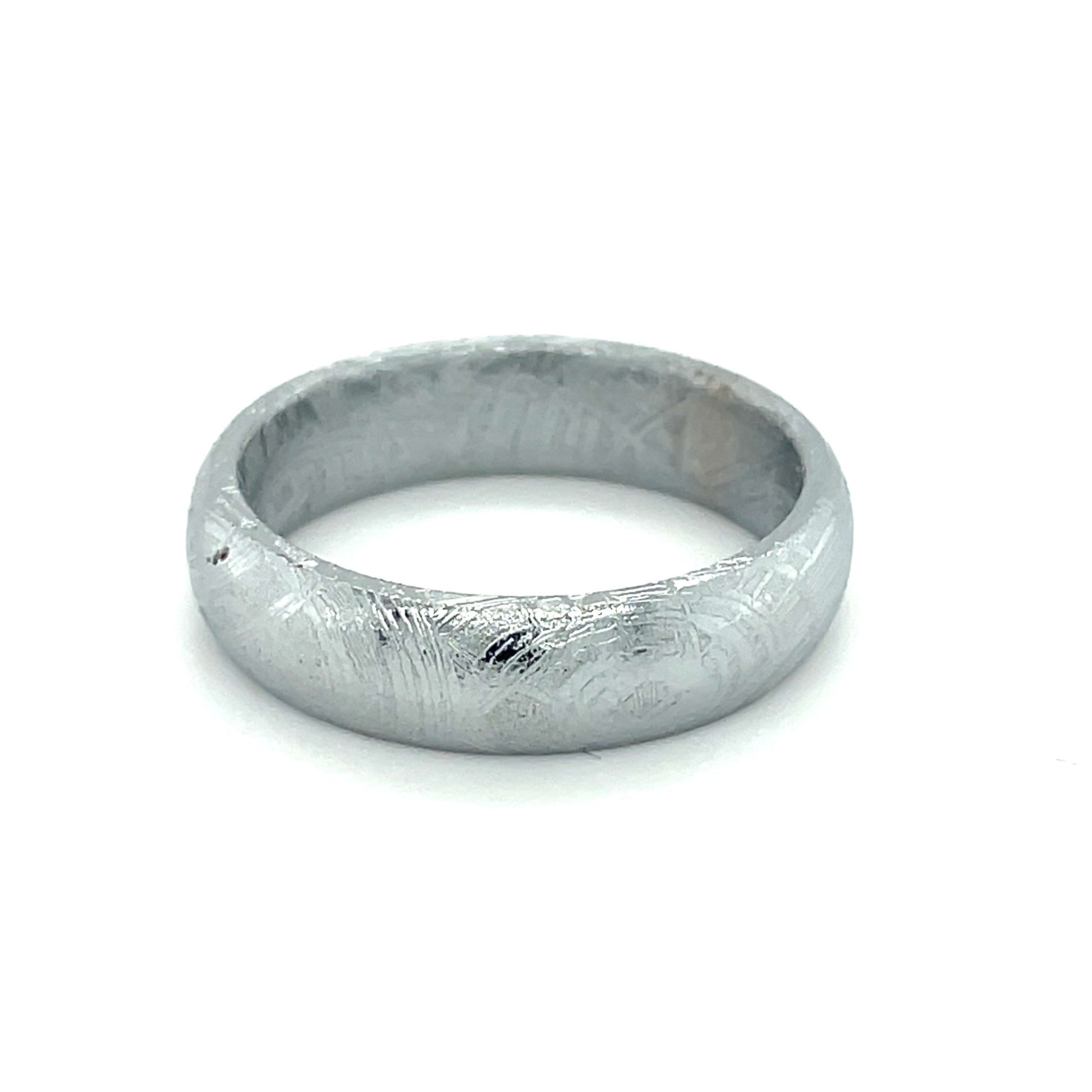 meteorite band made on cape cod by michaels custom jewelers, 14k white gold band, unique wedding band