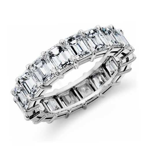 platinum eternity band with emerald cut diamonds, handmade wedding band, womens diamond band, unique diamond ring, statement jewelry for women