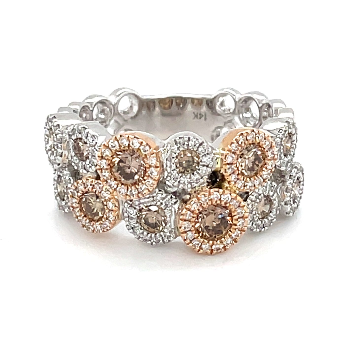 14k White And Rose Gold Ring With White And Natural Color Diamonds #AN-R7520CY