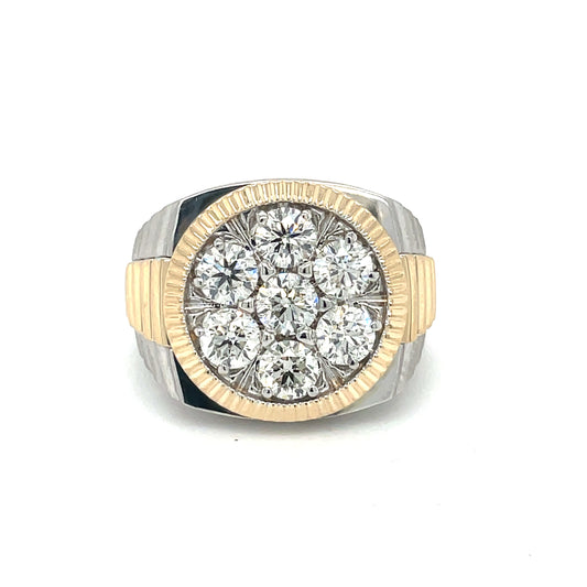 "rolex" 14k white yellow gold men's ring with diamonds