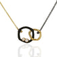 Pebble Small Diamond Double Link Necklace 18k yellow gold and oxidized cobalt chrome