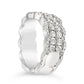 14k white gold scalloped ring with diamonds