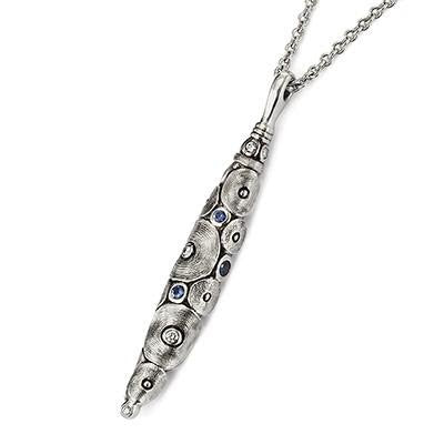 Alex Sepkus Shark Pendant Necklace with sapphires and diamonds made of platinum M-88PS