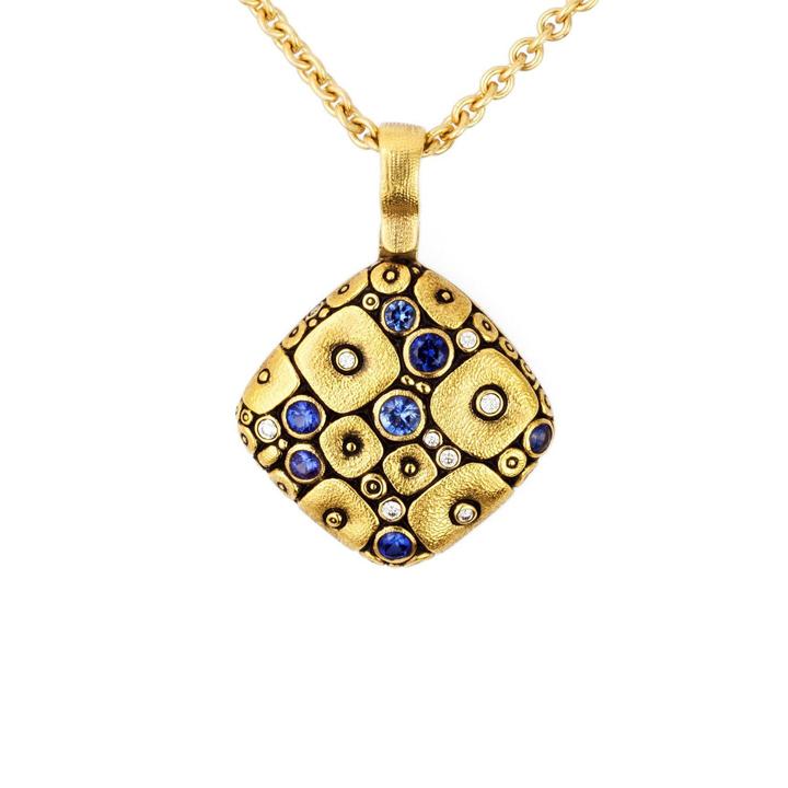 m46s alex sepkus soft mosaic pendant sapphire blue mix diamond 18k gold handmade necklace michaels custom jewelers cape cod
