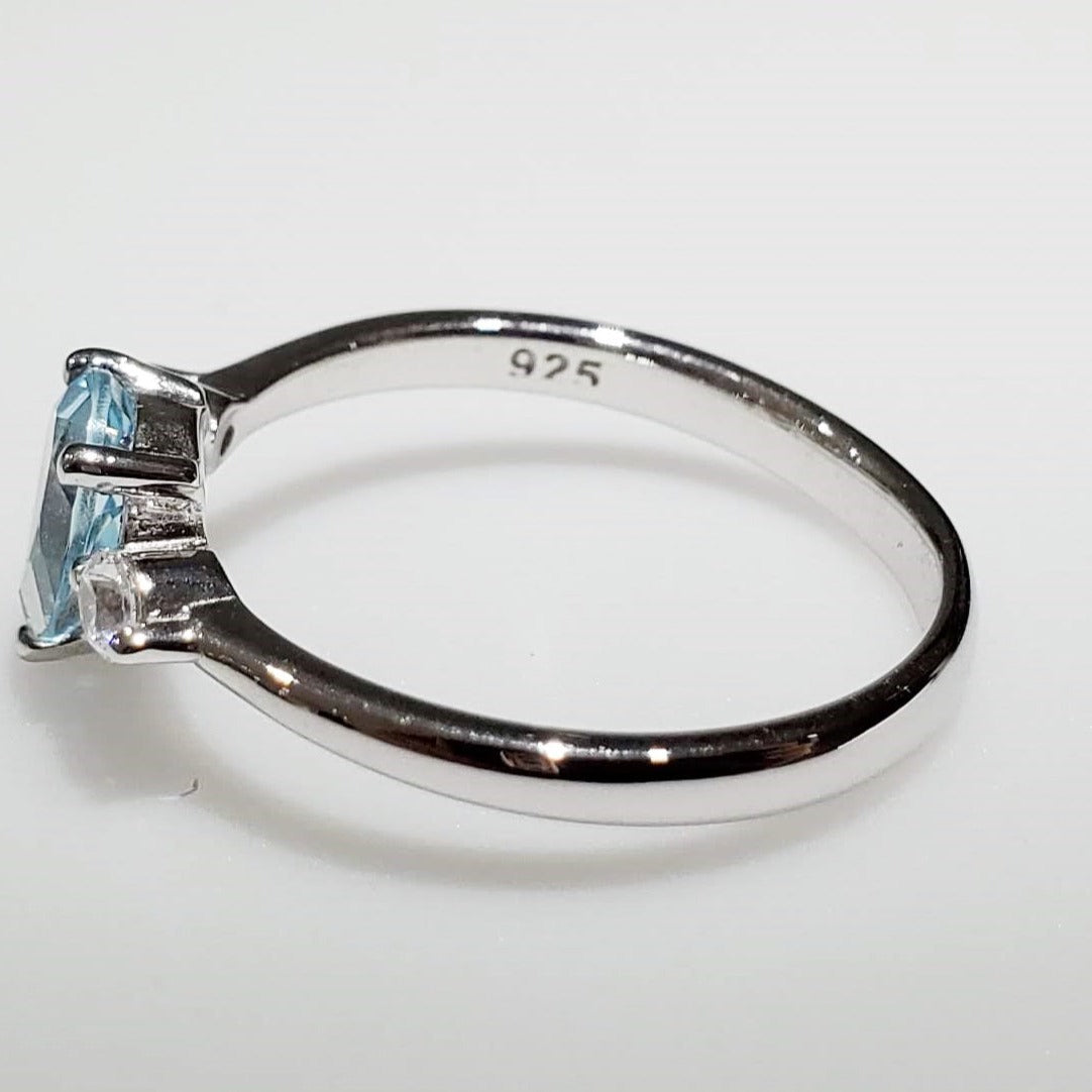 teardrop ring blue topaz sterling silver
